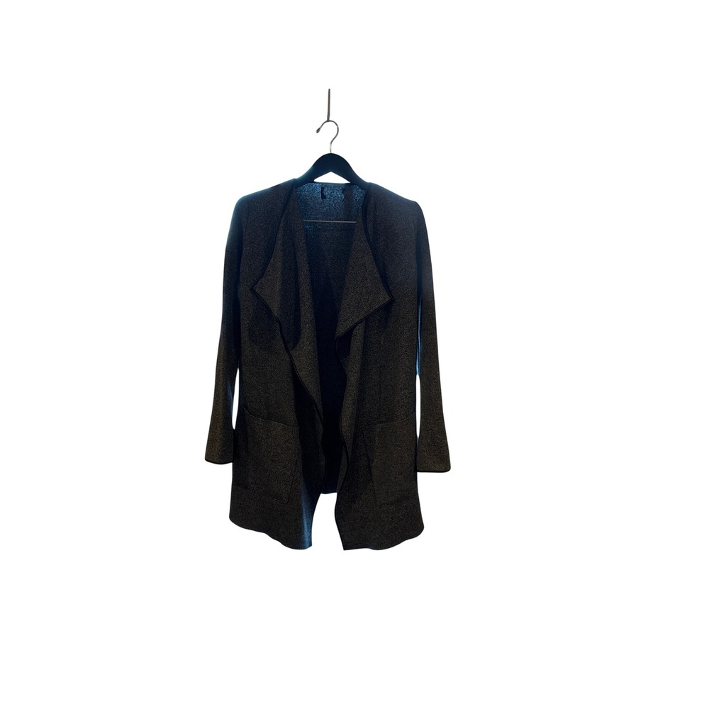 Zara Womens Charcoal Grey Marled Knit Waterfall Open Front Cardigan Small Jacket